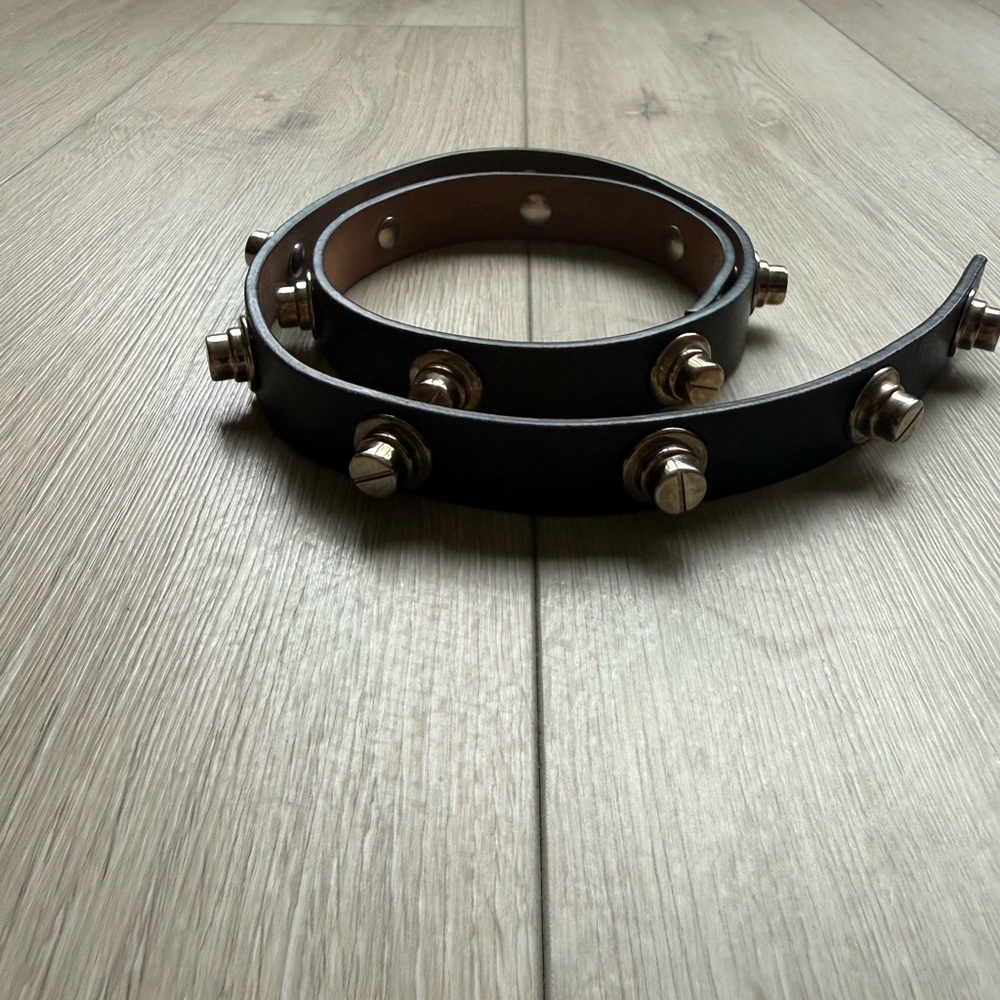 Givenchy Black Waist Belt with Silver Accents. Size 70